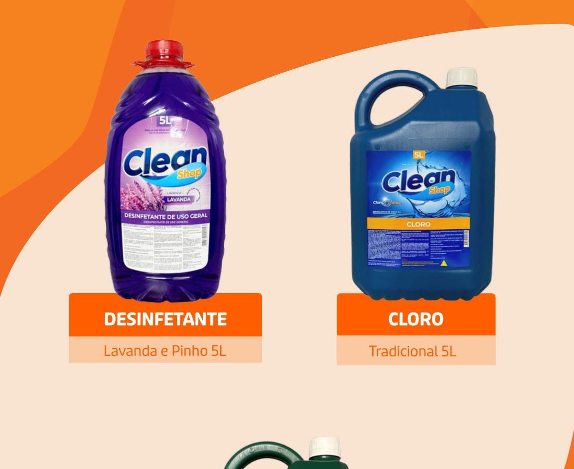 Desinfetante, cloro e água sanitária CleanShop